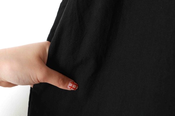 画像7: リネン/コットン ナチュラルトリプルワッシャー フリル オールインワン (BK) (7)