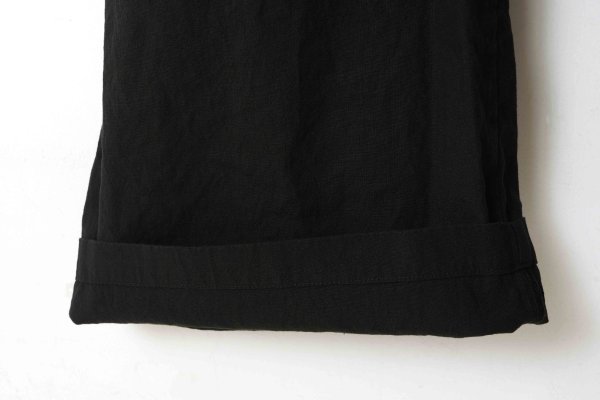 画像9: リネン/コットン ナチュラルトリプルワッシャー フリル オールインワン (BK) (9)