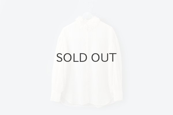 画像1: シアードットプリント 2段フリル襟ブラウス (1)