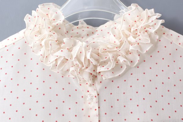 画像5: シアードットプリント 2段フリル襟ブラウス (5)