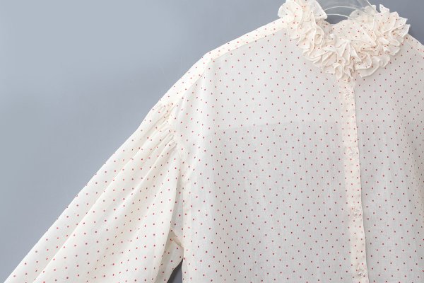 画像3: シアードットプリント 2段フリル襟ブラウス (3)