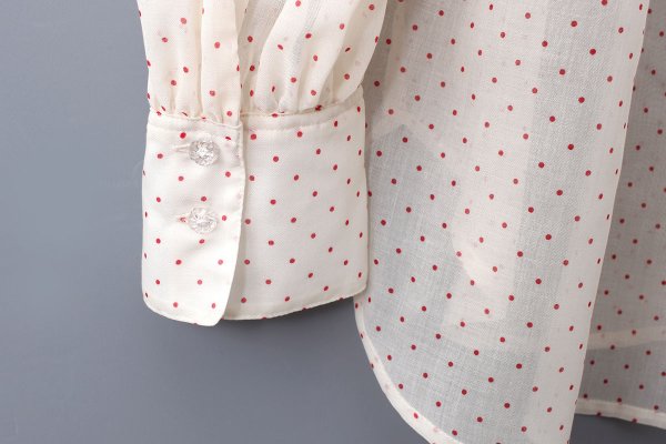 画像8: シアードットプリント 2段フリル襟ブラウス (8)