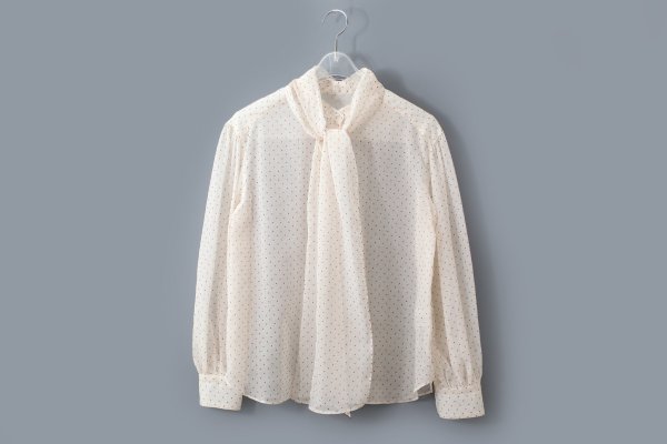 画像4: シアードットプリント ボウタイブラウス (4)