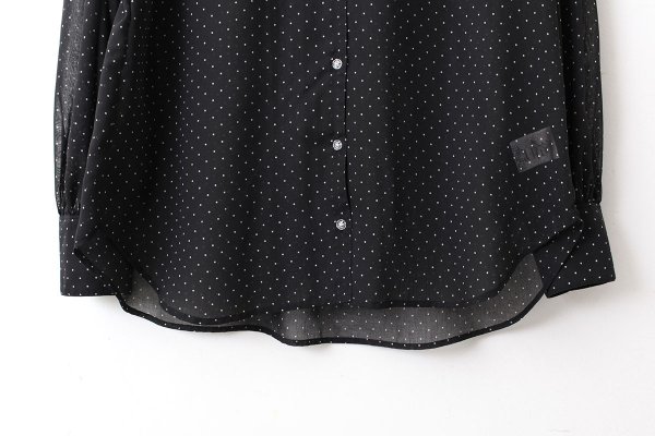 画像6: SALE15%OFF!! シアードットプリント 2段フリル襟ブラウス  (BK) (6)