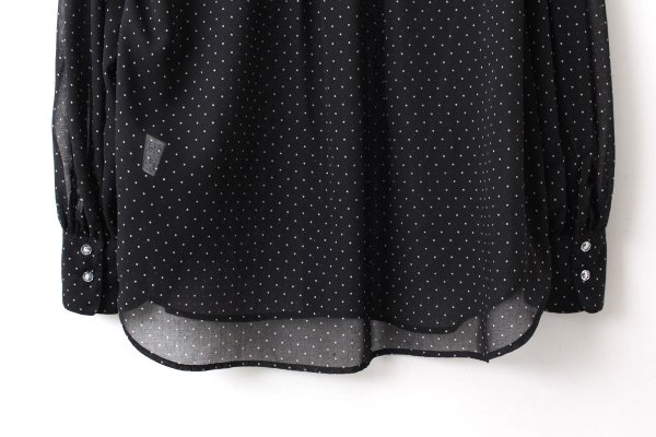 画像10: SALE15%OFF!! シアードットプリント 2段フリル襟ブラウス  (BK) (10)