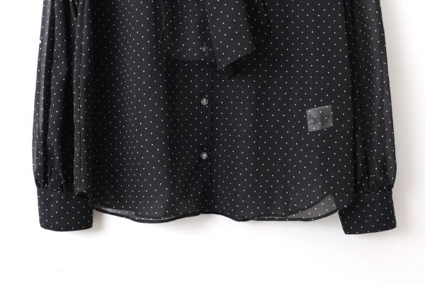 画像6: SALE15％OFF‼︎ シアードットプリント ボウタイブラウス (BK) (6)