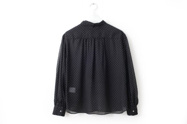 画像2: SALE15％OFF‼︎ シアードットプリント ボウタイブラウス (BK) (2)