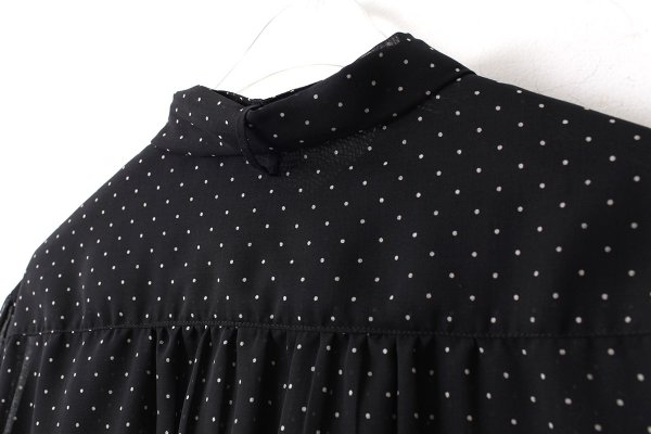画像10: SALE15％OFF‼︎ シアードットプリント ボウタイブラウス (BK) (10)