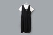 画像9: リネン / コットン ナチュラルトリプルワッシャー apron ワンピース (BK) (9)