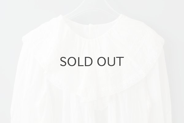 画像4: 80ボイル レースピンタックラッフルケープ衿ブラウス (WH) (4)