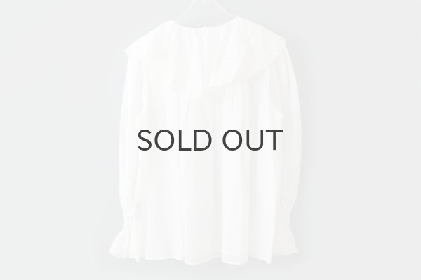 画像3: 80ボイル レースピンタックラッフルケープ衿ブラウス (WH) (3)