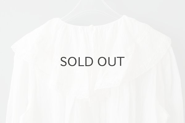 画像7: 80ボイル レースピンタックラッフルケープ衿ブラウス (WH) (7)