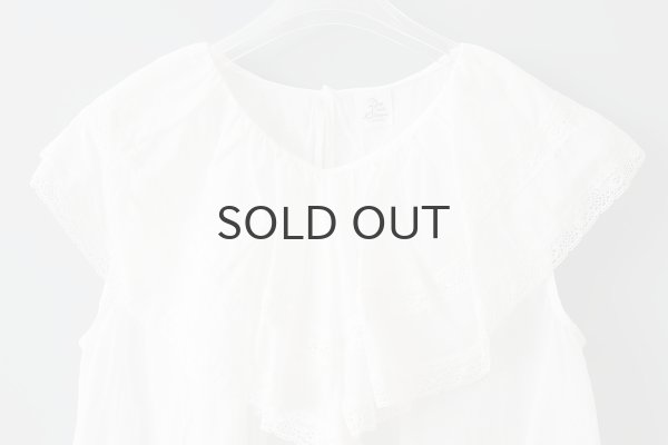 画像3: 80ボイルレース ケープカラーノースリーブブラウス (WH) (3)