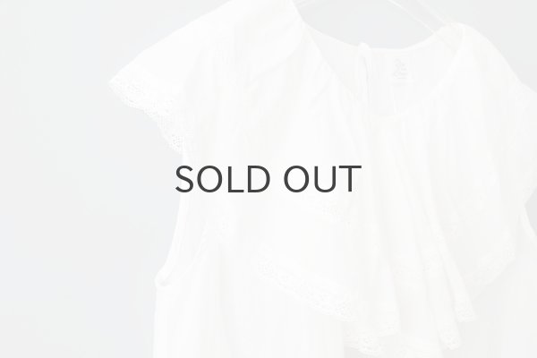 画像4: 80ボイルレース ケープカラーノースリーブブラウス (WH) (4)