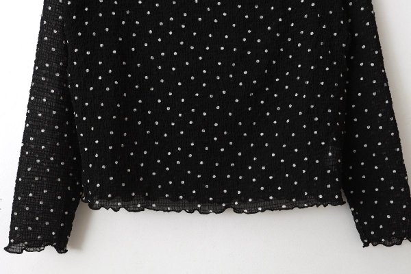 画像6: ストレッチシアサッカードット ボトルネック長袖プルオーバー (BK) (6)