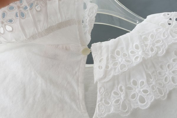 画像9: 30/-天竺 ティアードコットンレースプルオーバー (WH) (9)