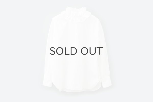 画像1: ワッシャータイプライター フリルカラーシャツ (WH) (1)