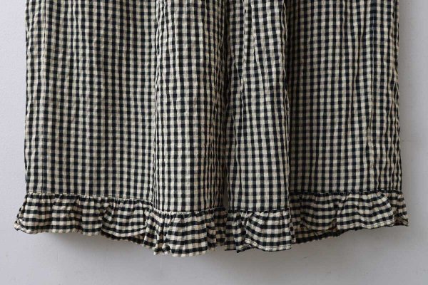画像7: ドビーギンガム 裾フリルイージーパンツ (BK) (7)