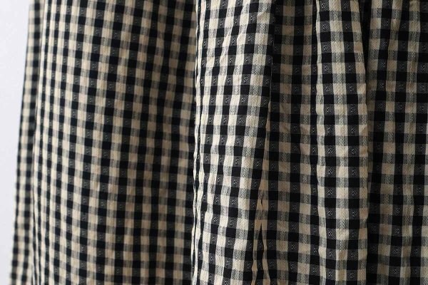 画像6: ドビーギンガム 裾フリルイージーパンツ (BK) (6)