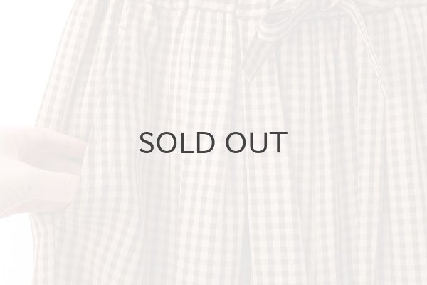 画像4: ドビーギンガム 裾フリルイージーパンツ (BR) (4)