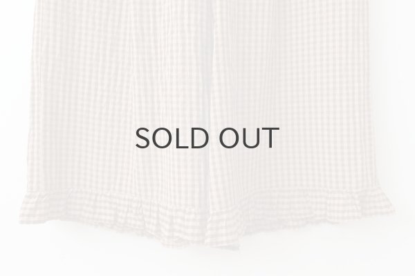 画像6: ドビーギンガム 裾フリルイージーパンツ (BR) (6)