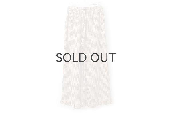 画像2: ドビーギンガム 裾フリルイージーパンツ (BR) (2)