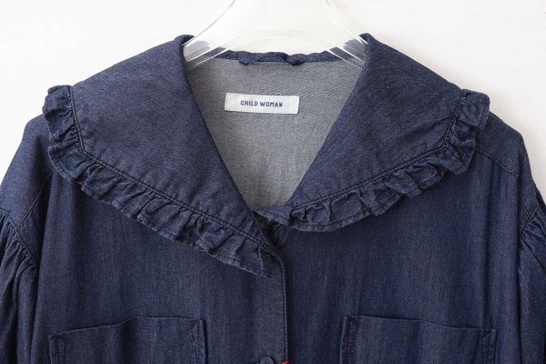 画像4: ライトオンスデニム フリルセーラージャンプスーツ (NV) (4)