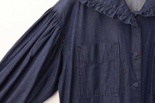 画像6: ライトオンスデニム フリルセーラージャンプスーツ (NV) (6)