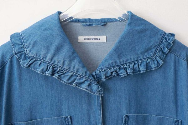 画像4: ライトオンスデニム フリルセーラージャンプスーツ (BL) (4)