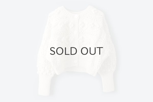 画像1: ネパールギルボックス もよう編みショートカーディガン (IV) (1)