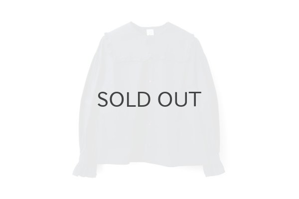 画像1: 50コーマブロード スクエア襟ギャザーブラウス (NV) (1)