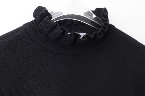 画像3: shop別注!! 32/2強撚綿フリル衿長袖プルオーバー (BK) (3)