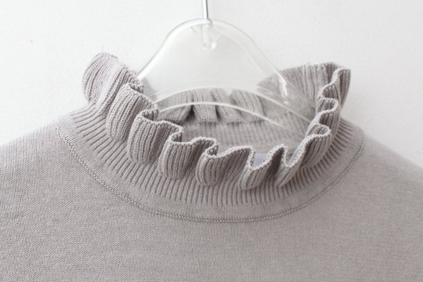 画像4: shop別注!! 32/2強撚綿フリル衿長袖プルオーバー (GY) (4)