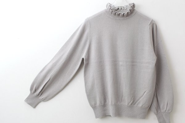 画像5: shop別注!! 32/2強撚綿フリル衿長袖プルオーバー (GY) (5)