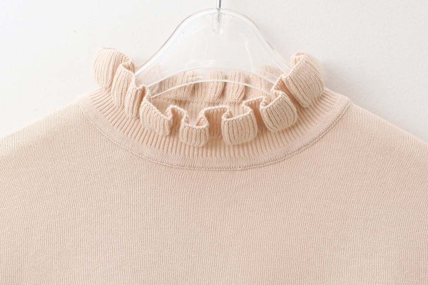 画像3: shop別注!! 32/2強撚綿フリル衿長袖プルオーバー (BG) (3)