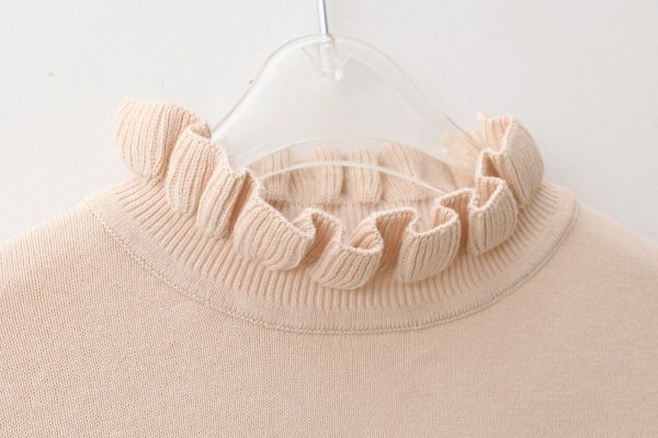 画像4: shop別注!! 32/2強撚綿フリル衿長袖プルオーバー (BG) (4)