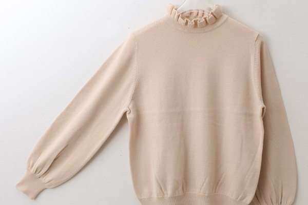 画像5: shop別注!! 32/2強撚綿フリル衿長袖プルオーバー (BG) (5)