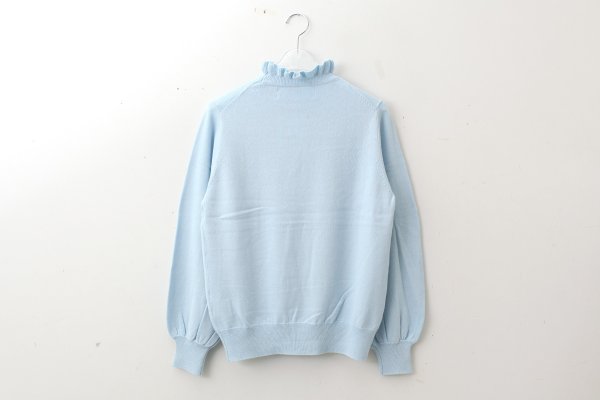 画像2: shop別注!! 32/2強撚綿フリル衿長袖プルオーバー (BL) (2)