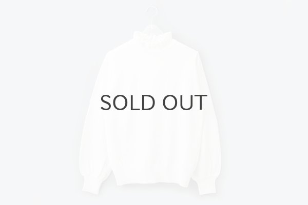 画像1: shop別注!! 32/2強撚綿フリル衿長袖プルオーバー (WH) (1)