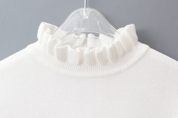 画像3: shop別注!! 32/2強撚綿フリル衿長袖プルオーバー (WH) (3)