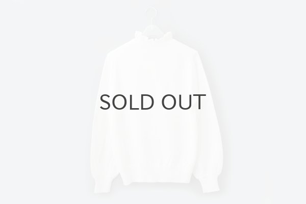 画像2: shop別注!! 32/2強撚綿フリル衿長袖プルオーバー (WH) (2)