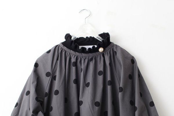 画像14: shop別注!! 32/2強撚綿フリル衿長袖プルオーバー (GY) (14)