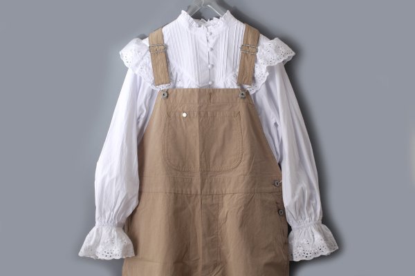 画像12: 別注!! スタンドカラーレースブラウス (WH) (12)