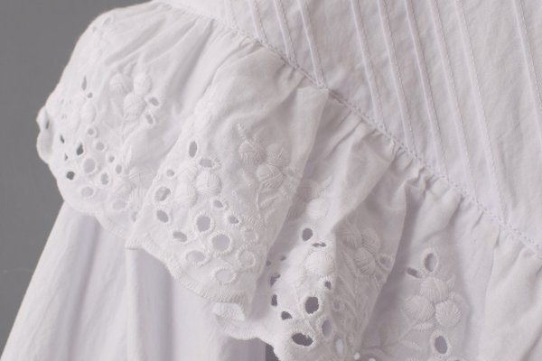 画像5: 別注!! スタンドカラーレースブラウス (WH) (5)