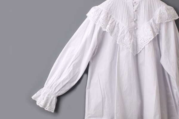 画像6: 別注!! スタンドカラーレースブラウス (WH) (6)