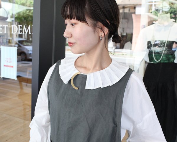 画像14: 80sタイプライター プリーツ衿のブラウス (BK) (14)
