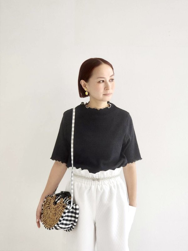 画像10: SALE20%OFF!!  オーガニックブルーゼ メロー配色半袖プルオーバー (BK) (10)