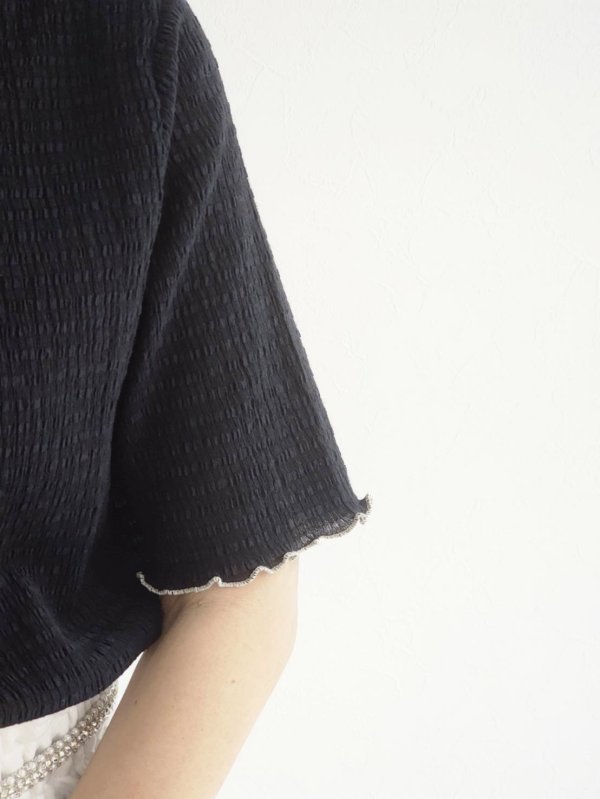 画像13: SALE20%OFF!!  オーガニックブルーゼ メロー配色半袖プルオーバー (BK) (13)