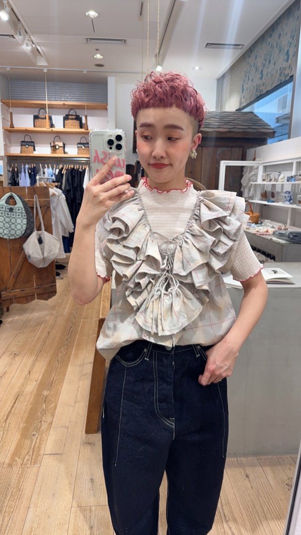 画像10: SALE20%OFF!!  オーガニックブルーゼ メロー配色半袖プルオーバー (YW) (10)