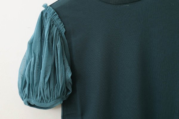 画像4: Cotton Frice T-Shirts With Mesh Sleeves KNT196G (TQ) (4)